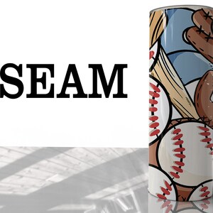Baseball Mom Bun Hair Funny Seamless Sublimation Designs Downloads - Skinny Tumbler 20oz Design - PNG image 2