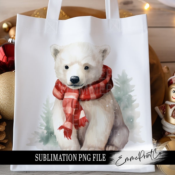 Christmas Polar Bear Sublimation Design PNG - Christmas Tshirt Mugs Tumbler Sublimation - PNG - EmmePrintco