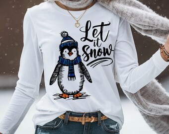 Låt det snöa sublimeringsdesign vintercitat sublimeringsdesign t-shirtmuggar - PNG - EmmePrintco, Jul, Pingvin, För tröjor