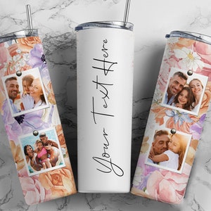 Floral Photo Tumbler Wrap for Pictures PNG Add Name Seamless  Sublimation Designs Downloads - Skinny 20oz - PNG 2022
