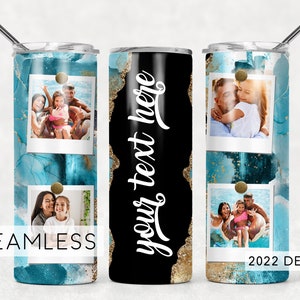 Aqua and Gold Photo Tumbler Add Name Seamless for Pictures Blush Pink Milky Way Sublimation Designs Downloads - Skinny 20oz - PNG 2022