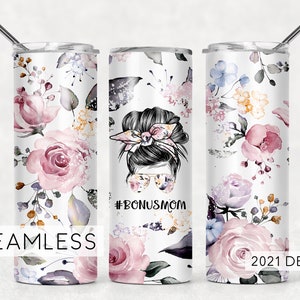 Bonus moeder stiefmoeder bloemen moeder knot haar grappige naadloze sublimatie ontwerpen downloads - magere beker 20 oz ontwerp - png 2021