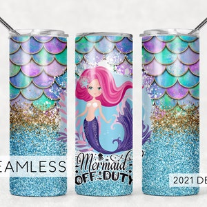 Mermaid Tumbler Design Seamless Sublimation Designs Downloads - Kids Skinny Tumbler 20oz Design - PNG 2021