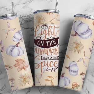 Funny Pumpkin Spice Fall Tumbler Wrap PNG Bloemen Naadloze Sublimatie Ontwerpen Downloads - Skinny 20oz