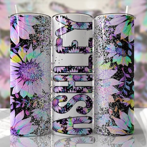 Regenbogen Sonnenblumen Tumbler Wrap PNG Name Doodle Alpha Tumbler Nahtlose Sublimationsdesigns Downloads - Skinny 20oz Design