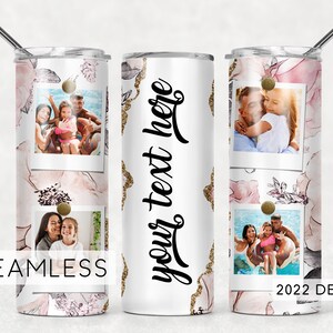Floral Photo Tumbler Add Name Seamless for Pictures Sublimation Designs Downloads - Skinny 20oz - PNG 2022
