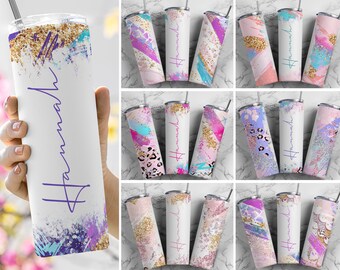 Abstracte Milkyway Tumbler Wrap-bundel: voeg je eigen naam toe (naadloze digitale png-download)