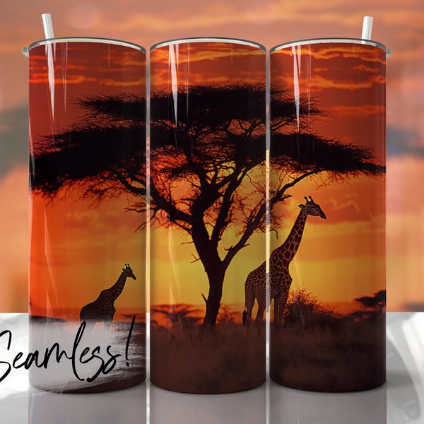 Giraffe Tumbler Wrap Seamless Photography Tumbler PNG Template Sublimation Designs Downloads - Skinny 20oz Design