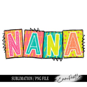 Nana néon sublimation design PNG - néons lumineux fête des mères PNG tshirt tasses gobelet sublimation - PNG - EmmePrintco