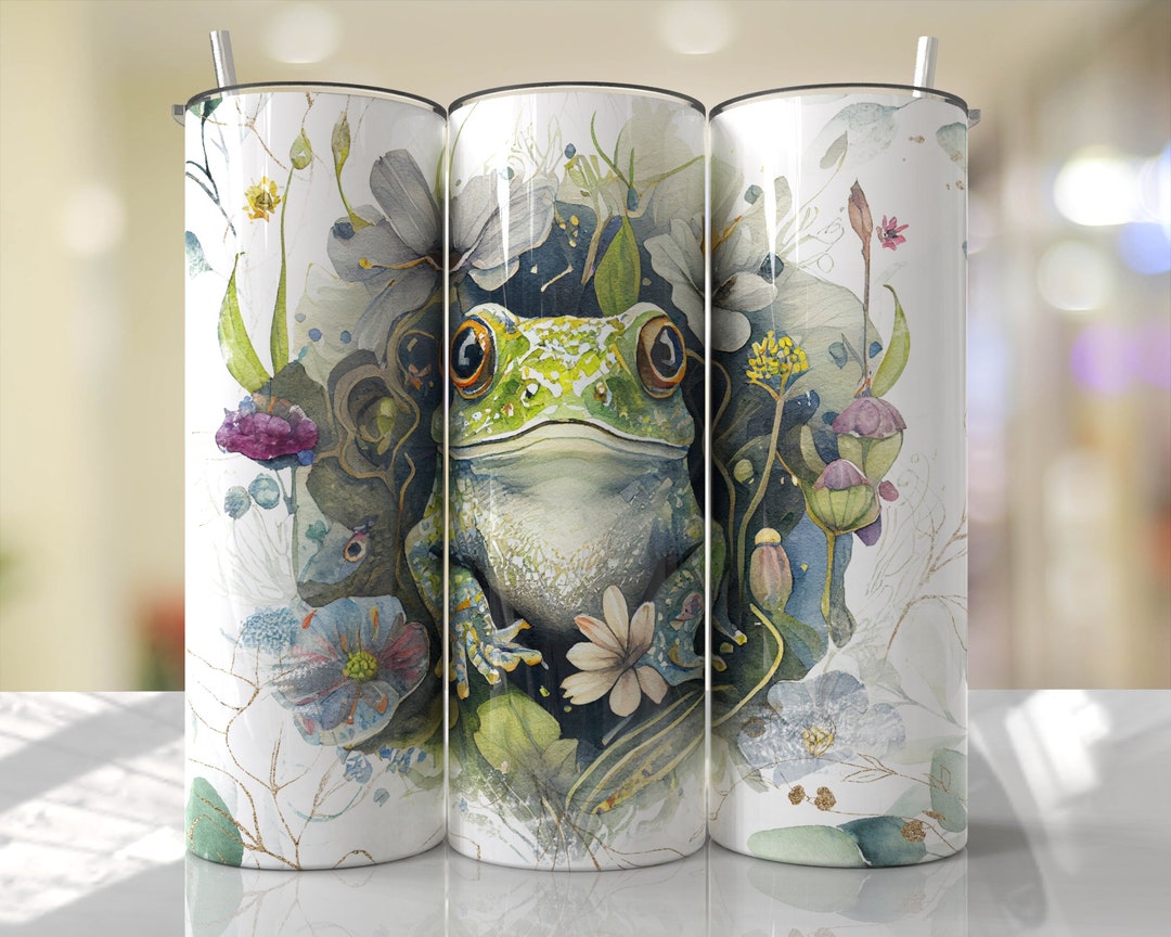 Frog Tumbler Wrap Floral Seamless Designs - Skinny Tumbler 20oz Design ...