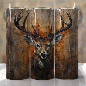 Deer Tumbler Wrap PNG Seamless Sublimation Designs Downloads - Fall Textured Paint Tumbler 20oz Design - PNG