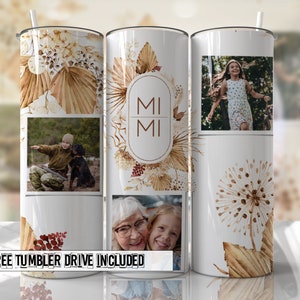 Boho bloemen MIMI foto toevoegen beker wrap sublimatie beker ontwerpen naadloze downloads - magere beker 20oz ontwerp - png