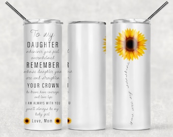 SEAMLESS To My Daughter Love Mom Sunflower Sublimation Designs Downloads - Skinny Tumbler 20oz Design - PNG Commercial Use 2020