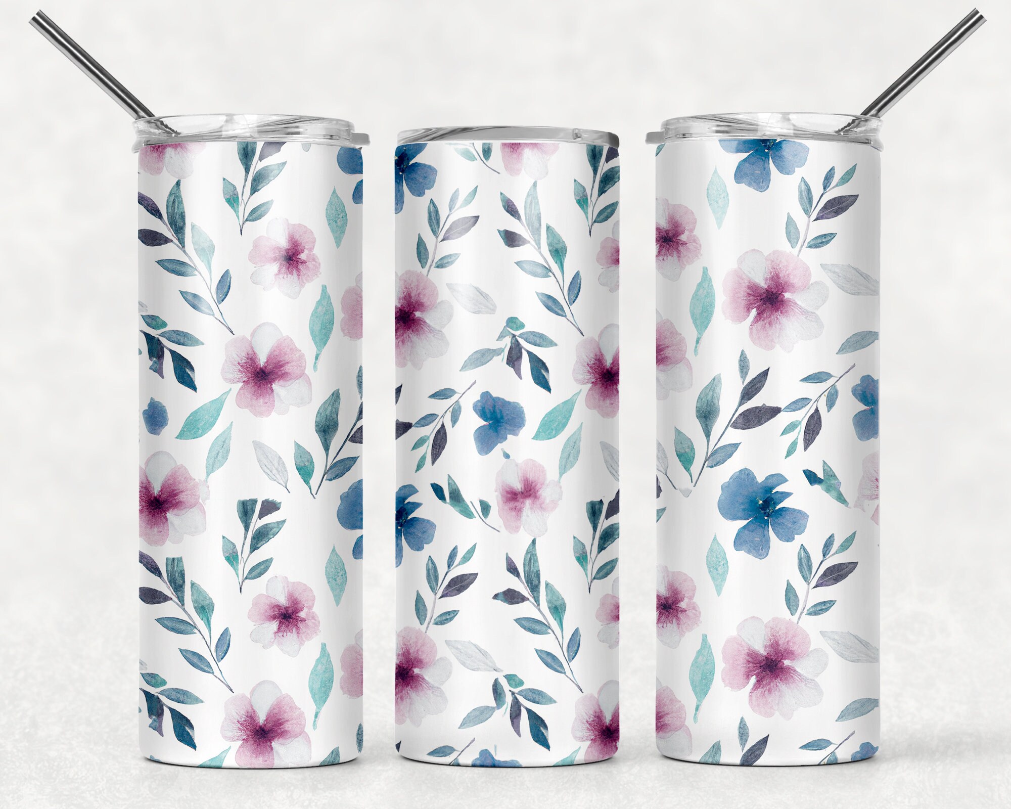Watercolor Floral Tumbler Wrap PNG Sublimation Tumbler Seamless ...