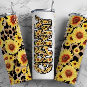 GRANNY Tumbler Wrap PNG Sunflower Cheetah Print PNG Tumbler Design Seamless Country Sublimation Designs Downloads 20oz