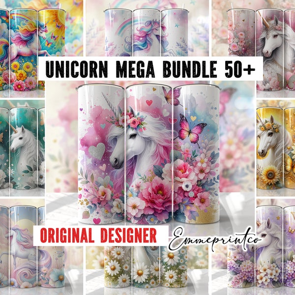 UNICORN TUMBLER WRAP Mega Bundle 50+ Kids Girls Sublimation Tumbler Templates png