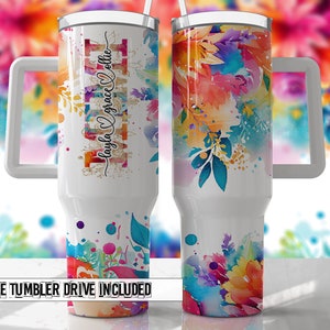 MIMI add Kids Names Bright Colors Floral Mom 40oz Quencher Tumbler Wrap -  Seamless PNG Tumbler Design Sublimation Designs Downloads - PNG
