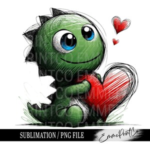 Dinosaur  Boys - Valentine&#39;s Day - Sublimation Design Download PNG - DTF Digital File Download - Shirts Mugs Tumblers EmmePrintCo
