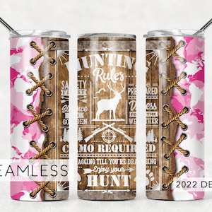 Gobelet de chasse rose Design Deer Stag Hunter femelle téléchargements de modèles de sublimation - Maigre 20 oz - PNG 2022
