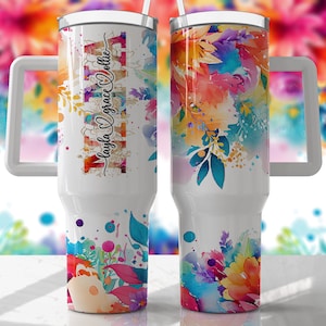 NANA add Kids Names Bright Colors Floral Mom 40oz Quencher Tumbler Wrap -  Seamless PNG Tumbler Design Sublimation Designs Downloads - PNG