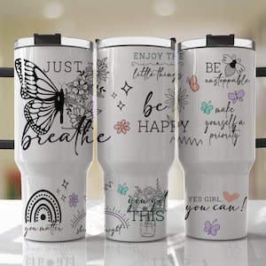 Positive Affirmation 40 Unzen Quencher Tumbler Wrap - Positive Zitate Nahtlose PNG Tumble Design Sublimationsdesigns Downloads - PNG