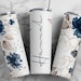 Add Your Own Name Navy Blue Gold Floral Sublimation Tumbler Seamless Sublimation Designs Downloads - Skinny Tumbler 20oz Design - PNG 2022 