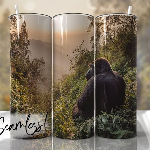 Gorilla Tumbler Wrap Seamless Photography Tumbler PNG Template Sublimation Designs Downloads - Skinny 20oz Design