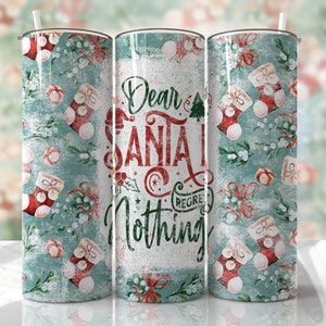 Divertente tumbler natalizio PNG Santa Seamless Sublimation Designs Download - Skinny 20oz