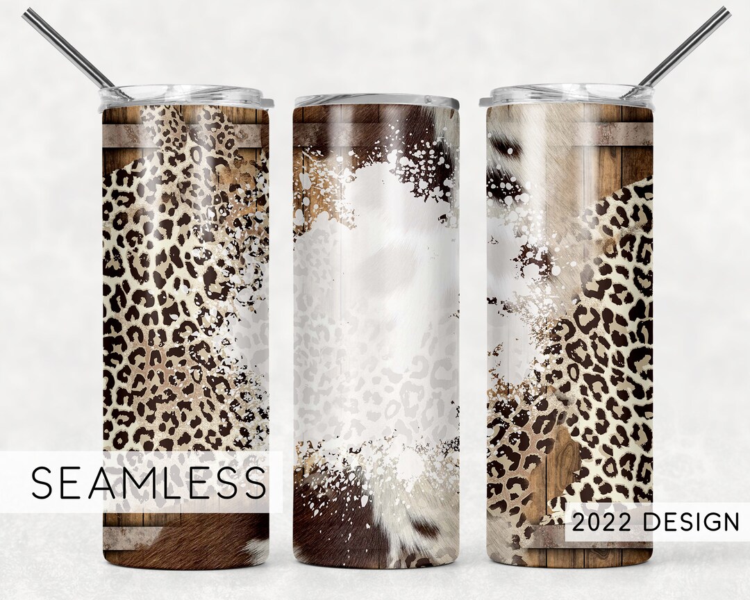 Add Your Own Name Text Seamless Tumbler Design Cheetah Print Rustic ...
