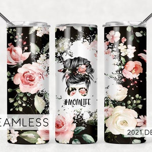 Mom Life bloemen moeder knot haar grappige naadloze sublimatie ontwerpen downloads - magere beker 20 oz ontwerp - png 2021