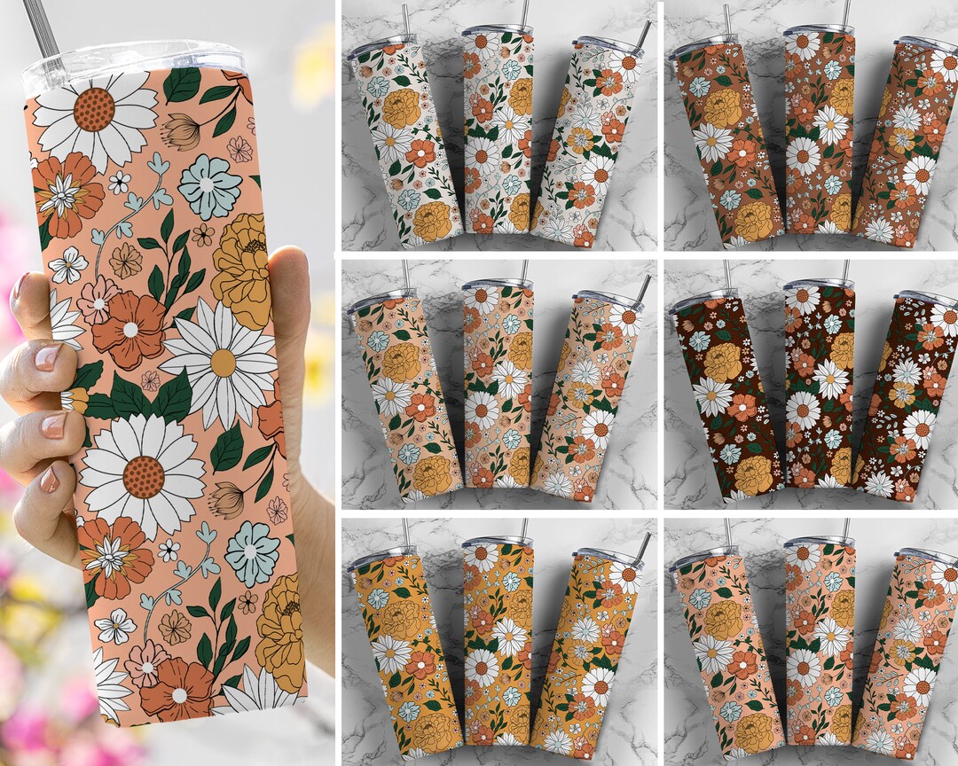 Fall Tumbler Wrap Bundle Floral PNG Seamless Tumbler Drive Designs ...