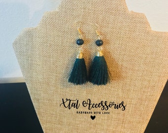 Forest Green Fringe Earrings