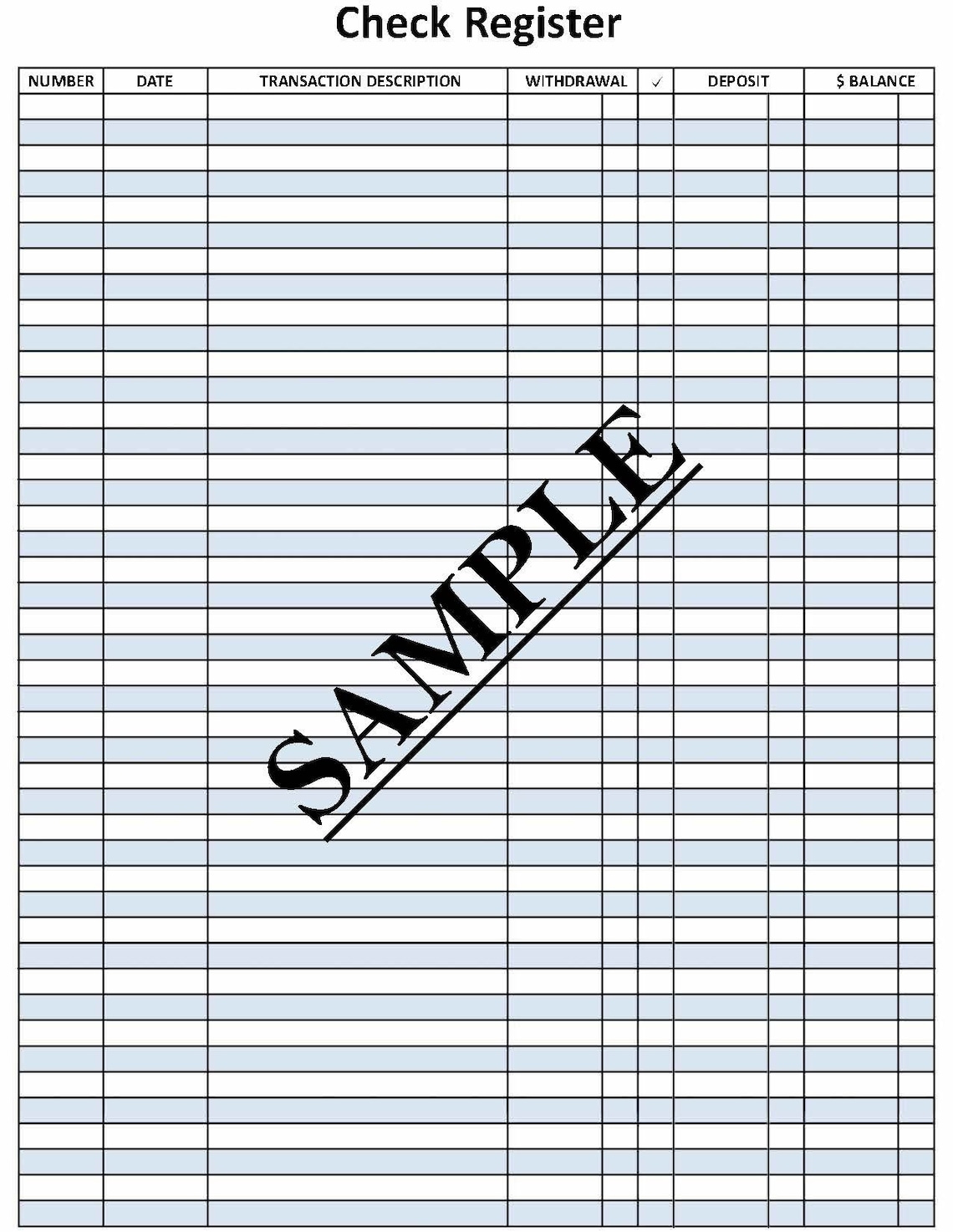 Printable Full Page Check Register - Etsy