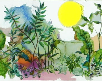 Alcohol inks painting fantasy landscape A Walk in the Park