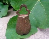 Vintage etched brass altar bell, leaf decoration cleansing bell