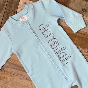 Monogram Baby Outfit, Footie- Personalized Baby Zipper One Piece- Baby Boy Take Home Outfit