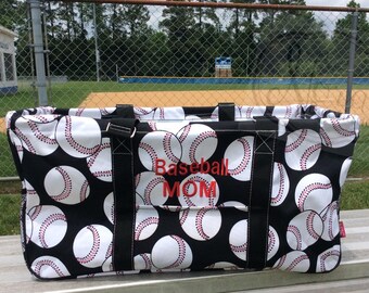 Monogrammed Large Baseball Utility Tote Bag