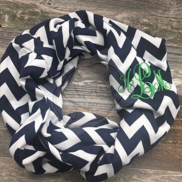 SALE!!! Monogrammed Patterned Infinity Scarf- Monogrammed Scarf- Women's Monogrammed Infinity Scarf