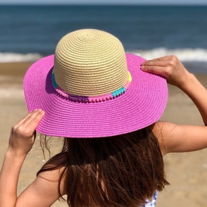 Girls Monogram Floppy Tassel Beach Hat | Girls Beach Hats | Straw Hat | Beach Hat | Monogrammed Hat