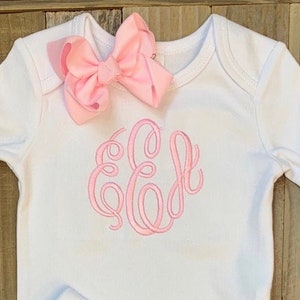 Monogram Baby Girl Gown- Personalized Baby Gown- Baby Girl Take Home Outfit- Newborn Gown