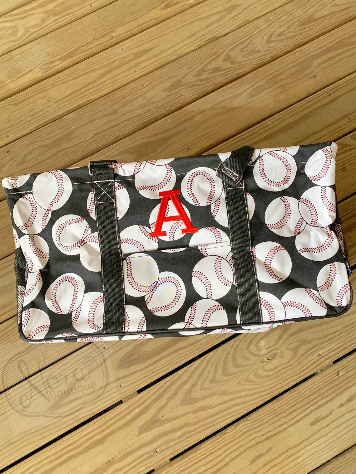 Monogrammed Large Baseball Utility Tote Bag Etsy