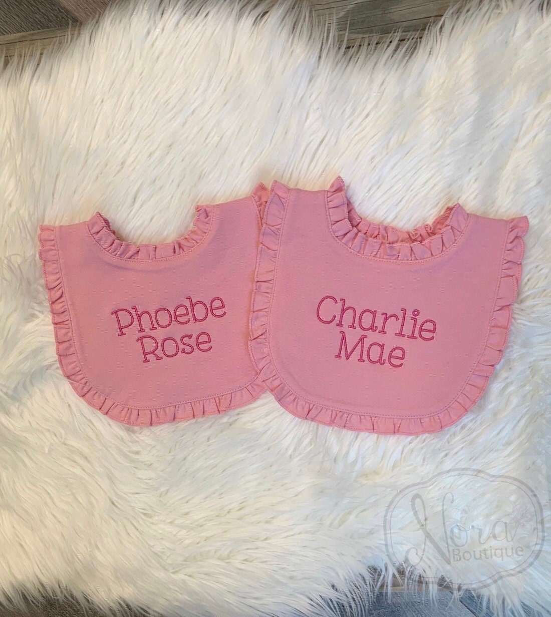 Pink Ruffle Bib Personalized Baby Girl Ruffle Bib - Baby Girl Bib- Monogrammed Baby Bib ...