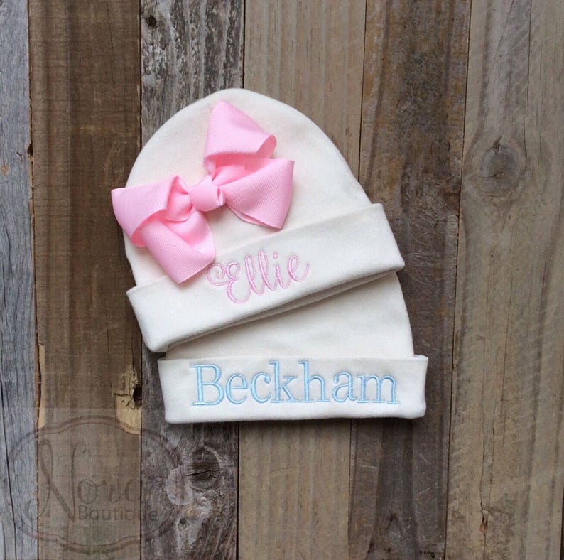 Personalized Newborn Beanie Hat Baby Girl Bow Hat Etsy.de