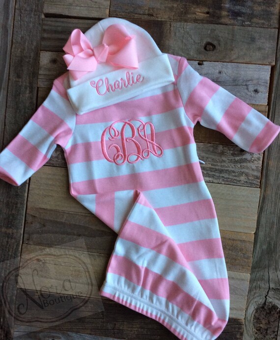 monogram newborn gown