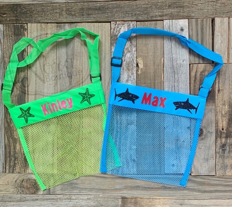 Personalized Seashell Mesh Bag Custom Kids Shell Beach Bag - Etsy