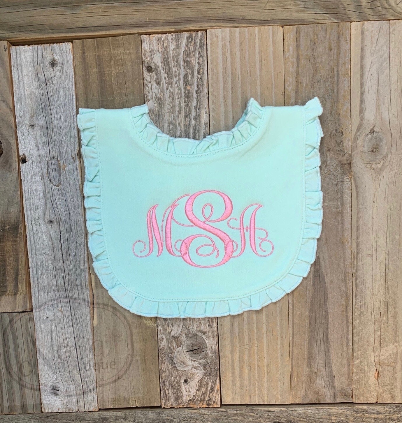 Pink Ruffle Bib Personalized Baby Girl Ruffle Bib - Baby Girl Bib- Monogrammed Baby Bib ...
