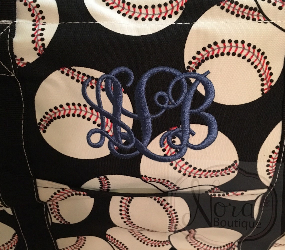 Monogrammed Large Baseball Utility Tote Bag Etsy