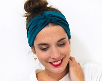 Mother's Day gift for her | Duck Green headband | Hair accessory | Plain fabric | Ethical fashion | Vintage style | Made in Paris/France