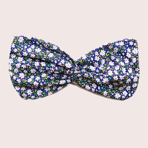 Gift idea for her Navy Blue & Green Headband Hair accessory Liberty Flower Print Ethical fashion Vintage Made in Paris/France image 2