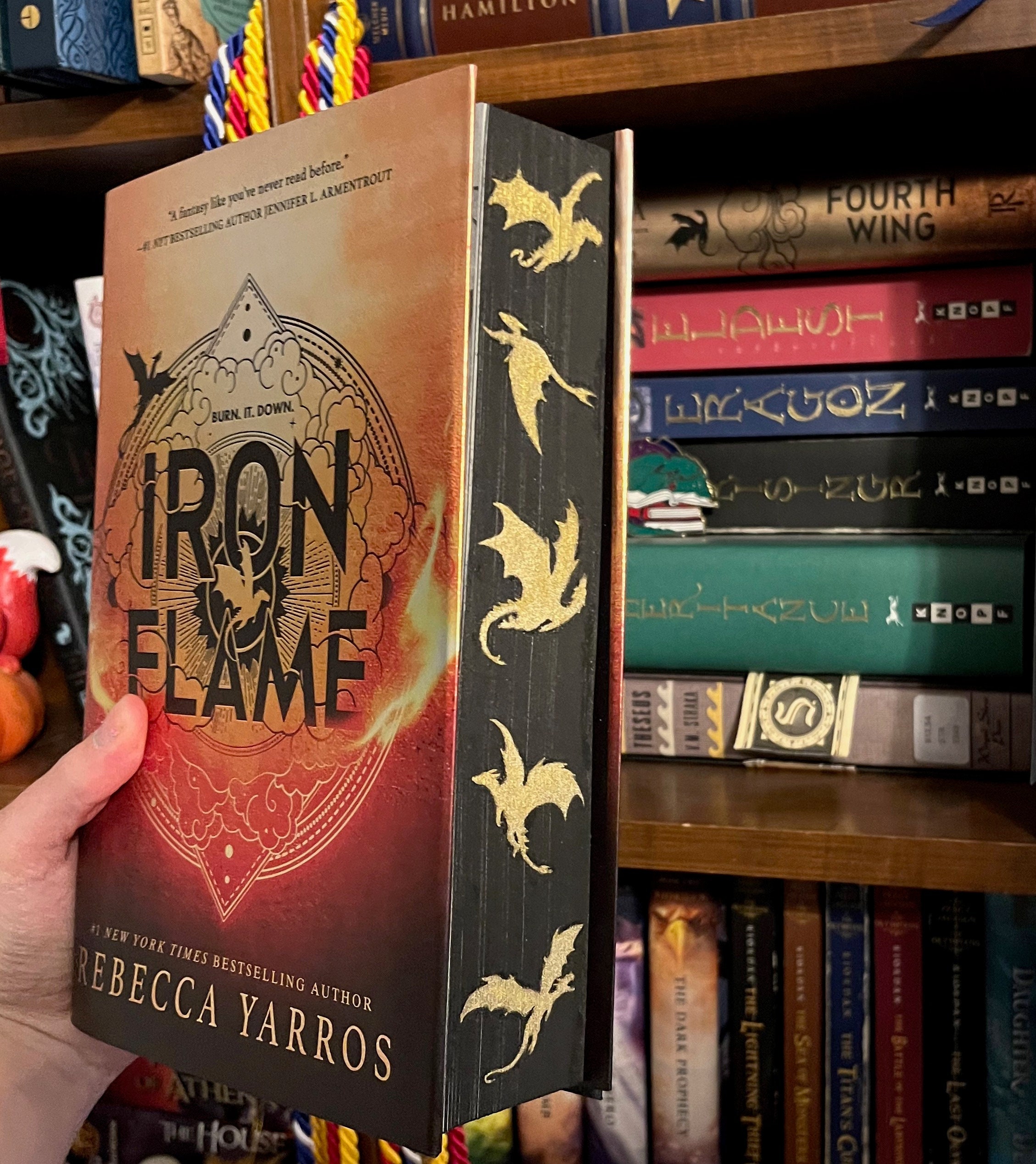 FIRST EDITION Iron Flame Painted Edges Metalic Gold Dragons